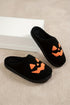 Plush Fleece Jack O Lantern Graphic House Slippers