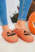 Plush Fleece Jack O Lantern Graphic House Slippers