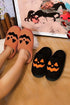 Plush Fleece Jack O Lantern Graphic House Slippers