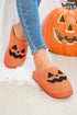 Plush Fleece Jack O Lantern Graphic House Slippers