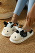 Plush Fleece Novelty Cow Design Thick Sole Slippers