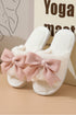Plush Fleece Open Toe Bow Knot Detail Flat Slippers