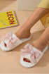 Plush Fleece Open Toe Bow Knot Detail Flat Slippers