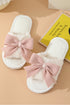 Plush Fleece Open Toe Bow Knot Detail Flat Slippers