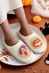 Plush Fleece Pumpkin Face Slip On House Slippers
