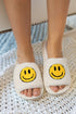 Plush Fleece Round Toe Smile Graphic Slippers