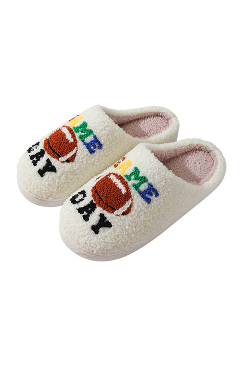 Plush Football Shape Graphic Fleece House Slippers