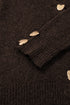 Plush Knit Heart Button V Neck Cardigan