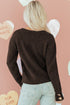 Plush Knit Heart Button V Neck Cardigan