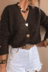 Plush Knit Heart Button V Neck Cardigan