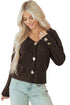 Plush Knit Heart Button V Neck Cardigan