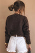 Plush Knit Heart Button V Neck Cardigan