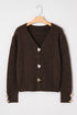 Plush Knit Heart Button V Neck Cardigan