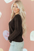 Plush Knit Heart Button V Neck Cardigan