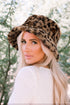 Plush Leopard Print Wide Brim Rabbit Hair Fisherman Hat