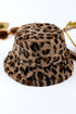 Plush Leopard Print Wide Brim Rabbit Hair Fisherman Hat