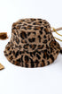 Plush Leopard Print Wide Brim Rabbit Hair Fisherman Hat
