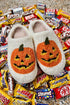 Plush Pumpkin Face Graphic Fleece Slip On Slippers