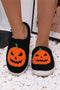 Plush Pumpkin Face Graphic Fleece Slip On Slippers