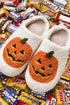 Plush Pumpkin Face Graphic Fleece Slip On Slippers