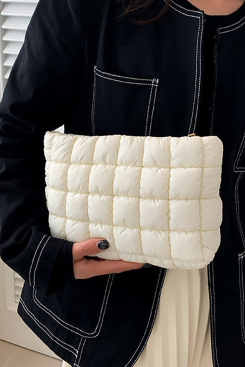 Plush Quilted Cotton Puffer Travel Cosmetic Bag