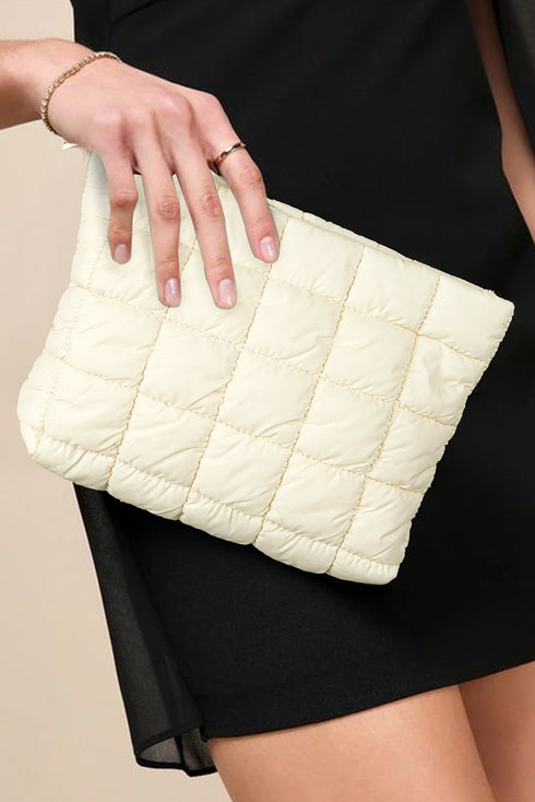 Plush Quilted Cotton Puffer Travel Cosmetic Bag