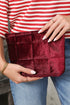 Plush Quilted Velour Zippered Travel Cosmetic Pouch