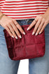 Plush Quilted Velour Zippered Travel Cosmetic Pouch