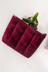 Plush Quilted Velour Zippered Travel Cosmetic Pouch