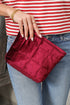 Plush Quilted Velour Zippered Travel Cosmetic Pouch
