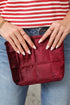Plush Quilted Velour Zippered Travel Cosmetic Pouch
