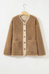 Plush Sherpa Fleece Patchwork Corduroy Edge Jacket