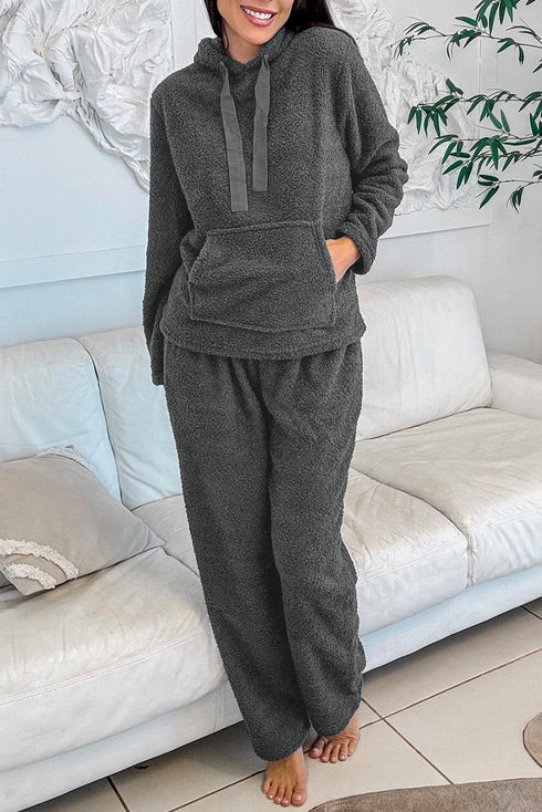 Plush Sherpa Hoodie And Wide Leg Lounge Set
