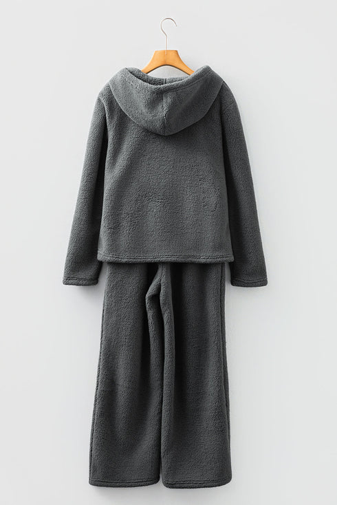 Plush Sherpa Hoodie And Wide Leg Lounge Set