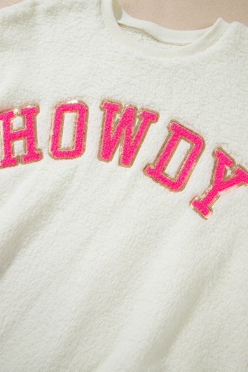 Plush Sherpa Howdy Graphic Crew Neck Sweatshirt