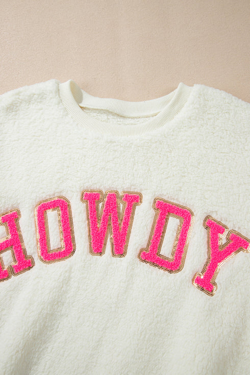 Plush Sherpa Howdy Graphic Crew Neck Sweatshirt
