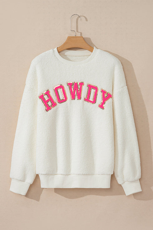 Plush Sherpa Howdy Graphic Crew Neck Sweatshirt