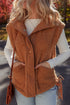 Plush Sherpa Snap Front Side Tie Pocket Vest