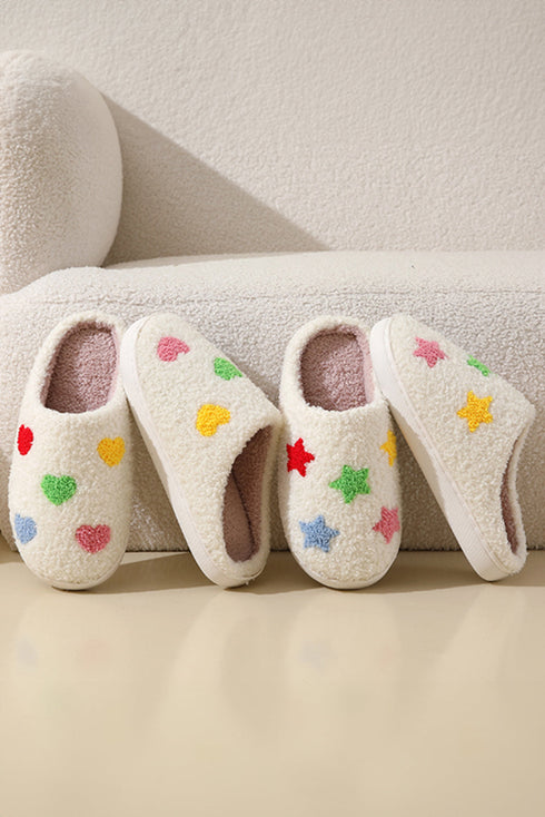 Plush Star Pattern Fleece Non Slip House Slippers