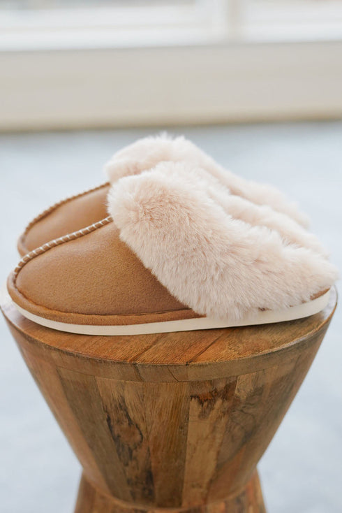Plush Suede Texture Patchwork Fleece Lined Slip On Slippers