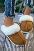 Plush Suede Texture Patchwork Fleece Lined Slip On Slippers