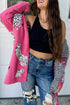 Plush Textured Animal Print Open Front Cardigan