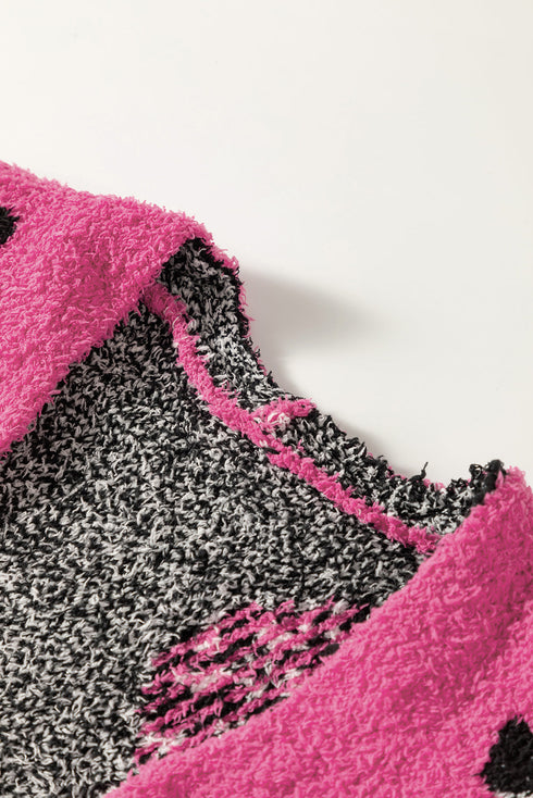 Plush Textured Animal Print Open Front Cardigan