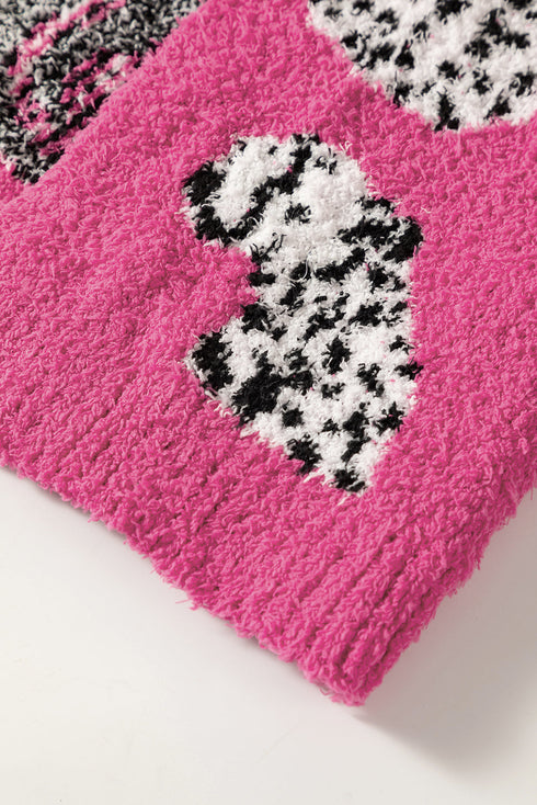 Plush Textured Animal Print Open Front Cardigan