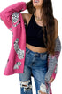Plush Textured Animal Print Open Front Cardigan