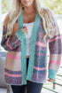 Plush Textured Knit Open Front Striped Cardigan