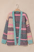 Plush Textured Knit Open Front Striped Cardigan