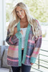 Plush Textured Knit Open Front Striped Cardigan