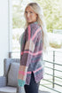 Plush Textured Knit Open Front Striped Cardigan