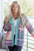 Plush Textured Knit Open Front Striped Cardigan